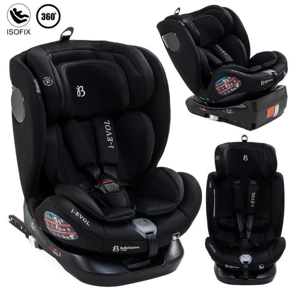 Bebelissimo - Isofix bilbarnstol - 360° vridbar - 40-150 cm - 0-36kg i- Evol - svart