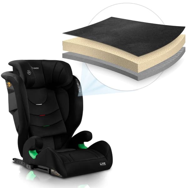 Nukido Louis pehmeä turvaistuin musta 15-36kg ISOFIX