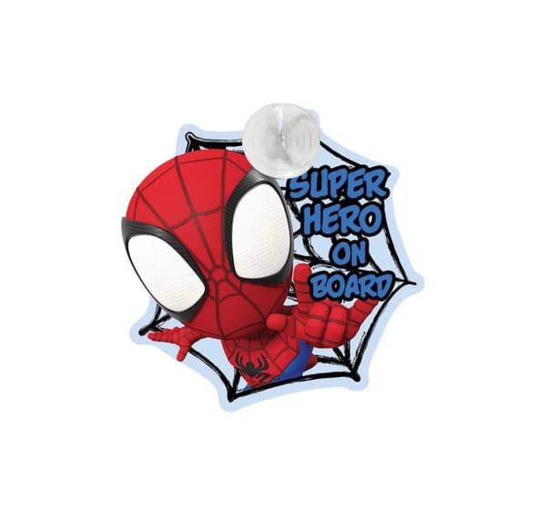 "Barn i bilen" skylt för bilen med sugkopp Spiderman