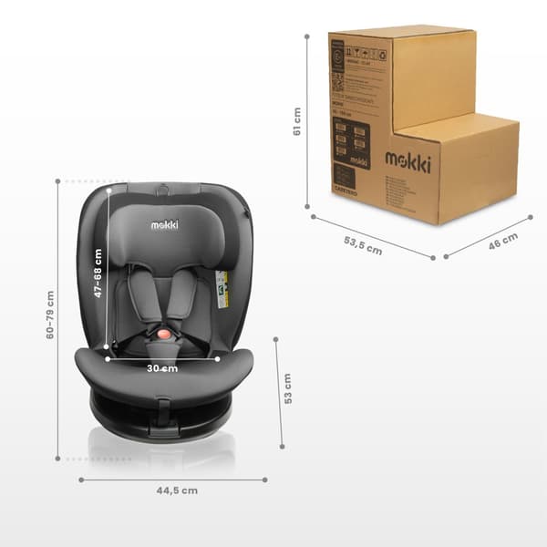 AUTOSTOL MOKKI I-SIZE - GRÅ