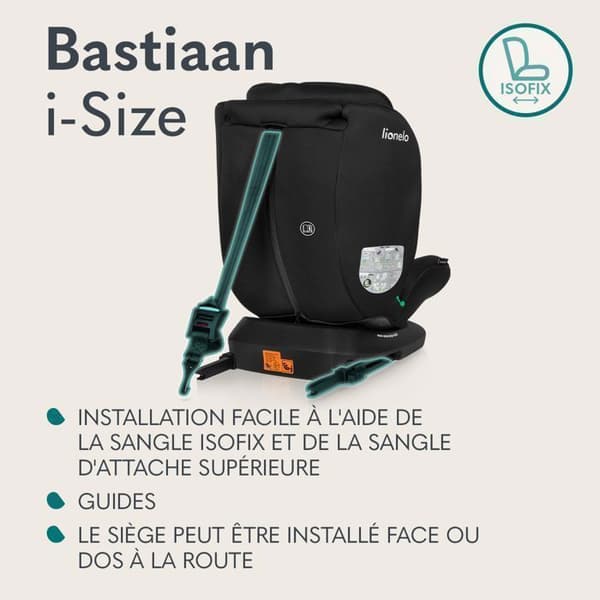 Bilstol för bebisar LIONELO Bastiaan i-Size - 360° roterande bas - ISOFIX - 40-150 cm - Från 0 till 36 kg - Grupp 0/1/2/3 - Rosa