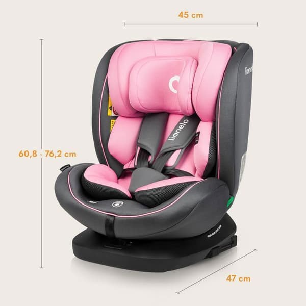 Bilstol för bebisar LIONELO Bastiaan i-Size - 360° roterande bas - ISOFIX - 40-150 cm - Från 0 till 36 kg - Grupp 0/1/2/3 - Rosa