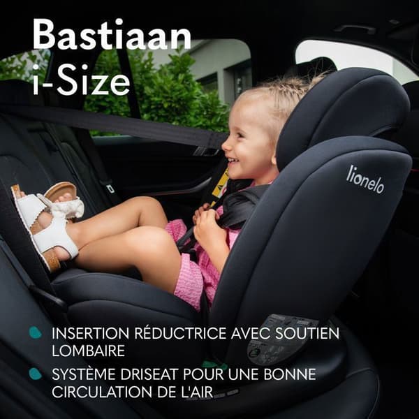 Bilstol för bebisar LIONELO Bastiaan i-Size - 360° roterande bas - ISOFIX - 40-150 cm - Från 0 till 36 kg - Grupp 0/1/2/3 - Rosa