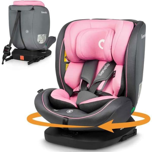 Bilstol för bebisar LIONELO Bastiaan i-Size - 360° roterande bas - ISOFIX - 40-150 cm - Från 0 till 36 kg - Grupp 0/1/2/3 - Rosa