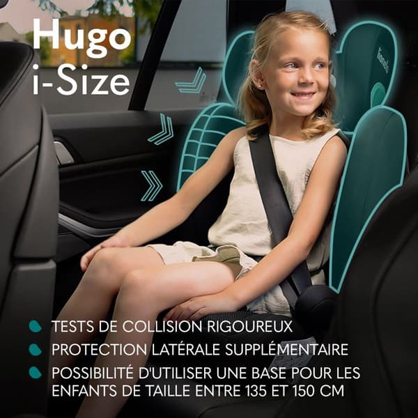 Bebisstol LIONELO Hugo i-Size - ISOFIX - 100-150 cm - Grupp 2/3 - Höjbara nackstödsdelar - Svart-Röd