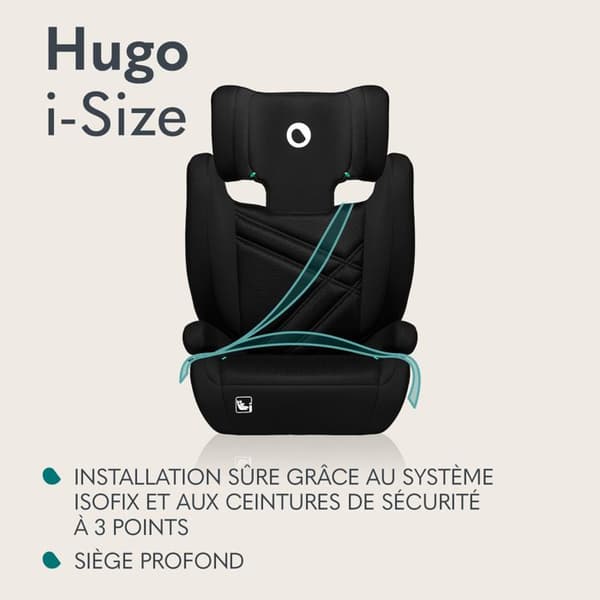 Bebisstol LIONELO Hugo i-Size - ISOFIX - 100-150 cm - Grupp 2/3 - Höjbara nackstödsdelar - Svart-Röd
