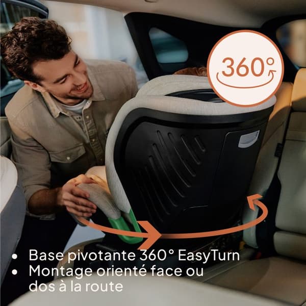 "Växande bilbarnstol 40-150 cm LIONELO Harmony iSize - Svängbar 360° - ISOFIX - 60% bambu - Grupp 0+/1/2/3 - Rosa"