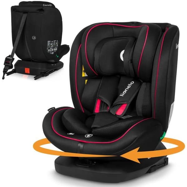 Evolutiv bilstol 40-150 cm LIONELO Bastiaan i-Size - 360° svängbar bas - ISOFIX - 0-36 kg - Grupp 0/1/2/3 - Svart/Röd