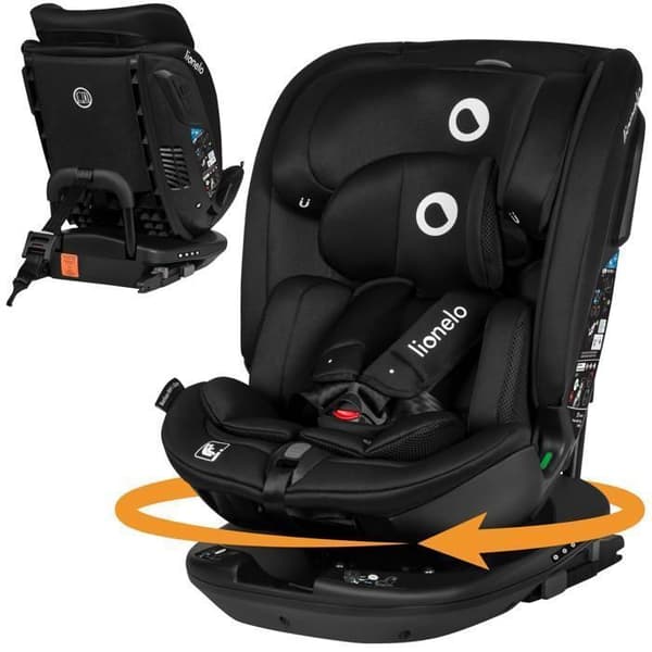 LIONELO Bastiaan RWF i-Size - Utvecklingsbar bilbarnstol - Från 0 till 36 Kg - Grupp 0/1/2/3 - 360° ISOFIX-teknologi - Svart