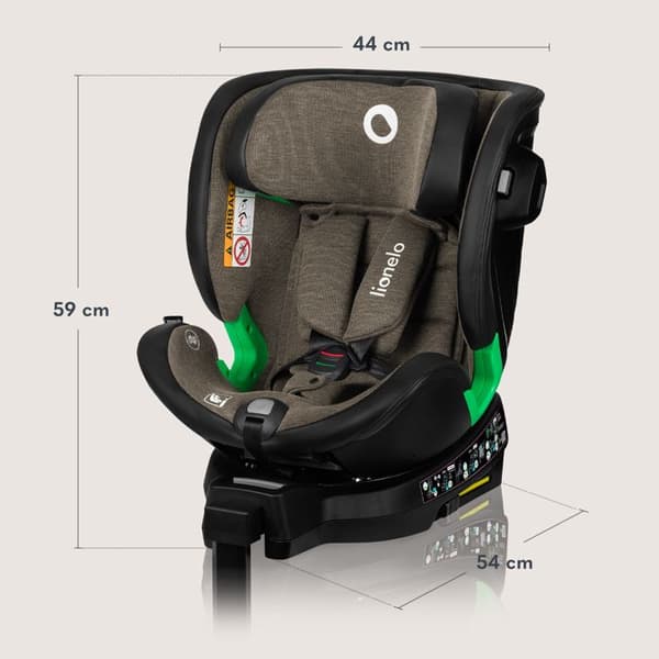 Evolutionsbart stol 40-150 cm LIONELO Harmony iSize - Rotera 360° - ISOFIX - 60% bambu - Grupp 0+/1/2/3 - Grön