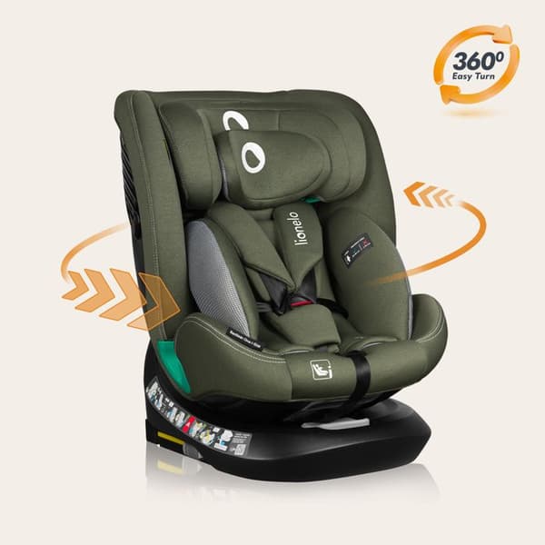Evolutionsbarnstol LIONELO Bastiaan One i-Size - 360° roterande bas - 40-150 cm - 0-36 kg - ISOFIX - Grupp 0+/1/2/3 - Grön