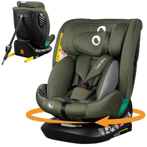 Evolutionsbarnstol LIONELO Bastiaan One i-Size - 360° roterande bas - 40-150 cm - 0-36 kg - ISOFIX - Grupp 0+/1/2/3 - Grön