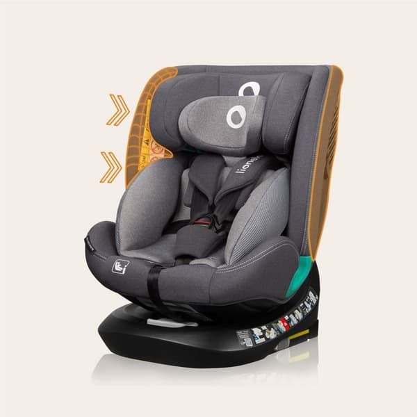 Evolutiv barnstol LIONELO Bastiaan One i-Size - 360° svängbar bas - 40-150 cm - 0-36 kg - ISOFIX - Grupp 0+/1/2/3 - Grå