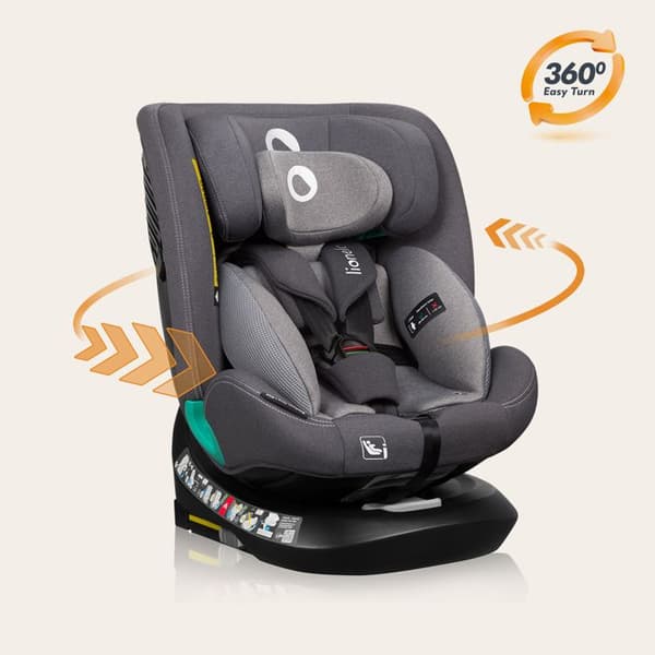 Evolutiv barnstol LIONELO Bastiaan One i-Size - 360° svängbar bas - 40-150 cm - 0-36 kg - ISOFIX - Grupp 0+/1/2/3 - Grå
