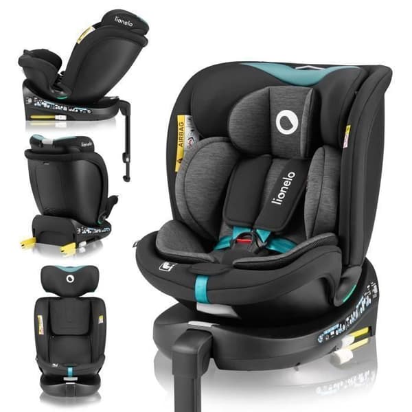Evolutionsbilstol LIONELO Navy i-Size - Svängbar bas 360° - 40-150 cm - ISOFIX - Grupp 0+/1/2/3 - Turkos