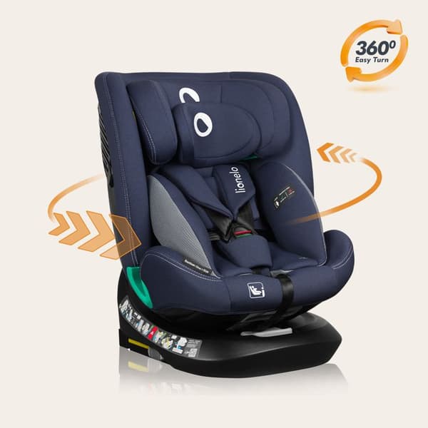 Evoluerande bilstol LIONELO Bastiaan One i-Size - 360° roterande bas - 40-150 cm - 0-36 kg - ISOFIX - Grupp 0+/1/2/3 - Blå