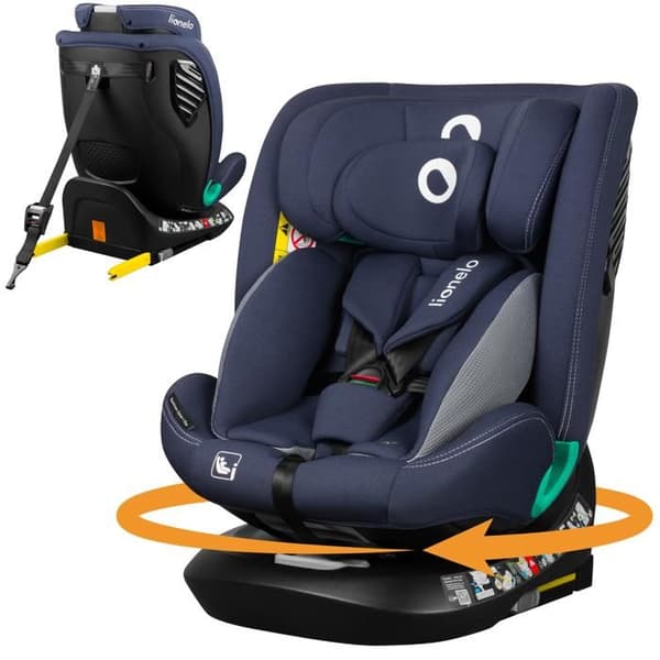 Evoluerande bilstol LIONELO Bastiaan One i-Size - 360° roterande bas - 40-150 cm - 0-36 kg - ISOFIX - Grupp 0+/1/2/3 - Blå