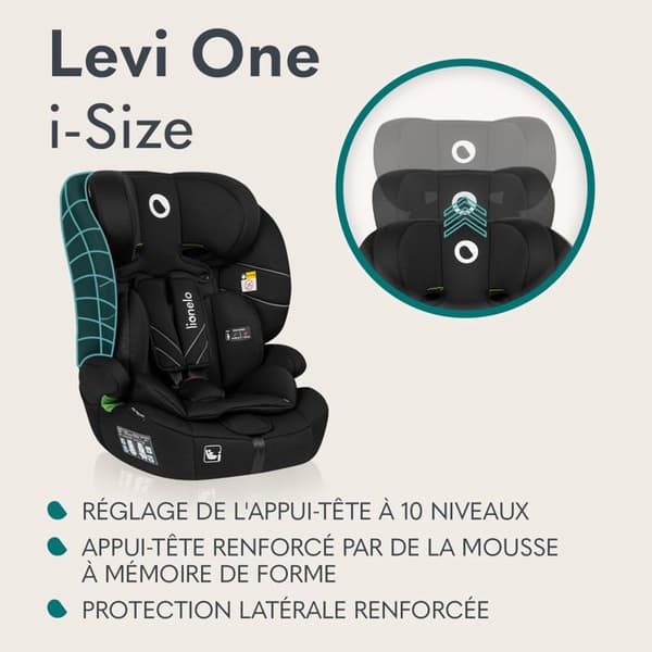 Bilstol för baby som växer - LIONELO Levi One i-Size - 76-150 cm - Grupp 1/2/3 - Svart