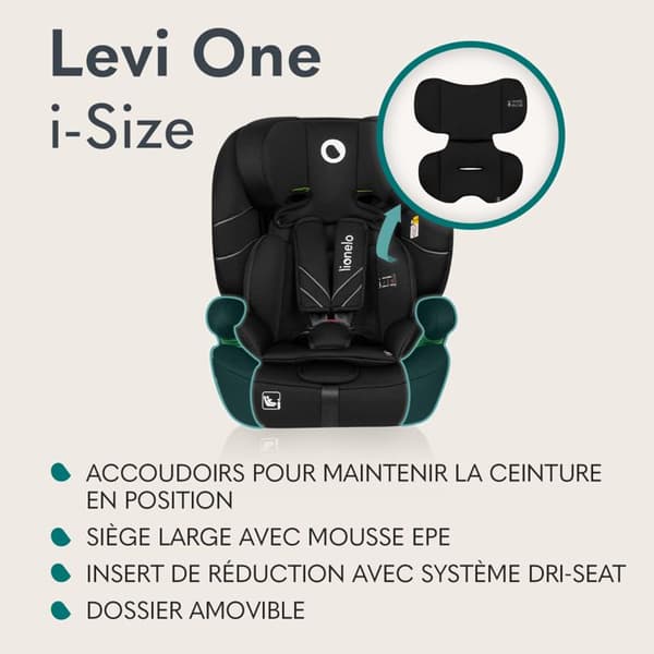 Bilstol för baby som växer - LIONELO Levi One i-Size - 76-150 cm - Grupp 1/2/3 - Svart