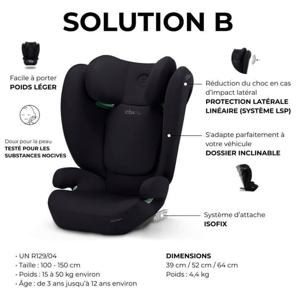 Auto Sep Solution B I -Fix Volcano Black Cybex - Grupp 2/3 - Svart