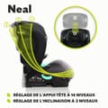 Miniatyrbild 3 av 4: LIONELO Neal - Evolutionsbart barnstol - ISOFIX - 100–150 cm - 15-36 kg - Grupp 2/3 - Höjdjusterbart nackstöd - Turkos