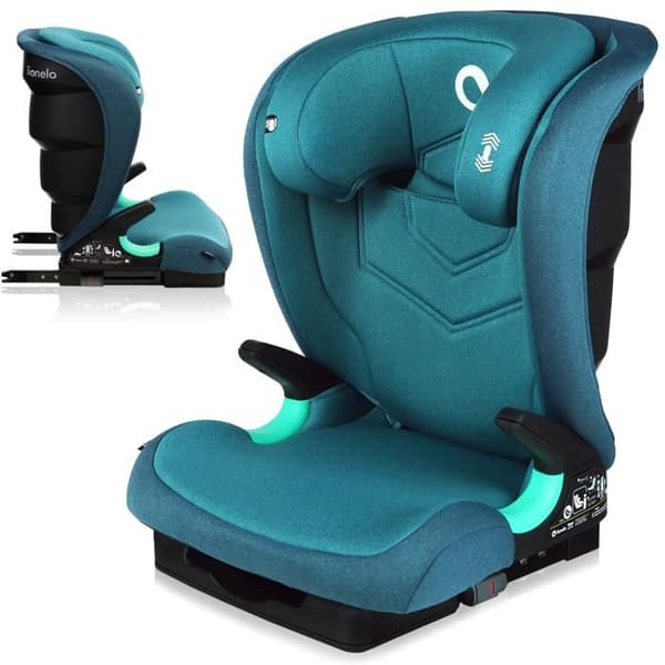 LIONELO Neal - Evolutionsbart barnstol - ISOFIX - 100–150 cm - 15-36 kg - Grupp 2/3 - Höjdjusterbart nackstöd - Turkos