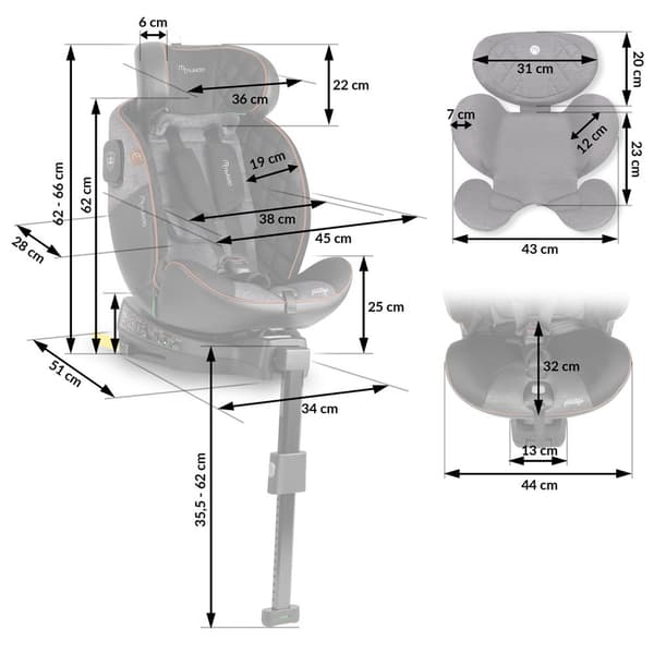 Nukido Prestige Line Autostol Sort/Grå 0-36kg ISOFIX