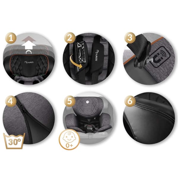 Nukido Prestige Line Autostol Sort/Grå 0-36kg ISOFIX