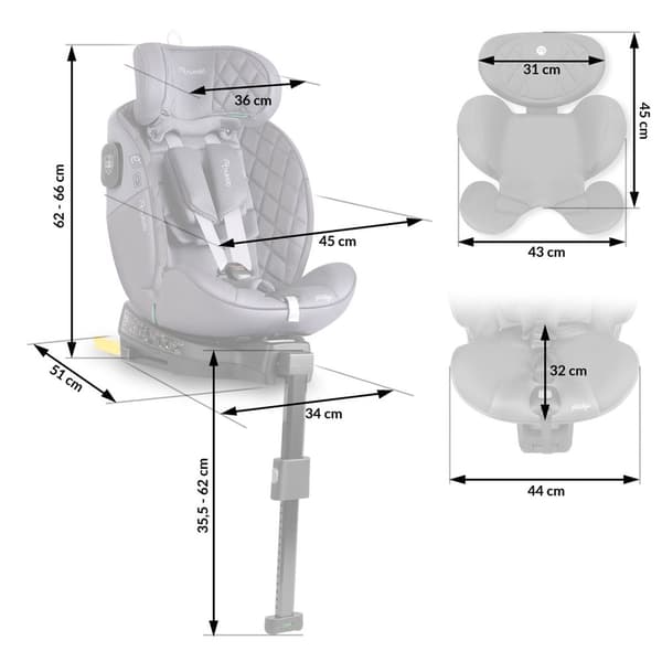 Nukido Prestige Line Bilbarnstol Grå 0-36kg ISOFIX