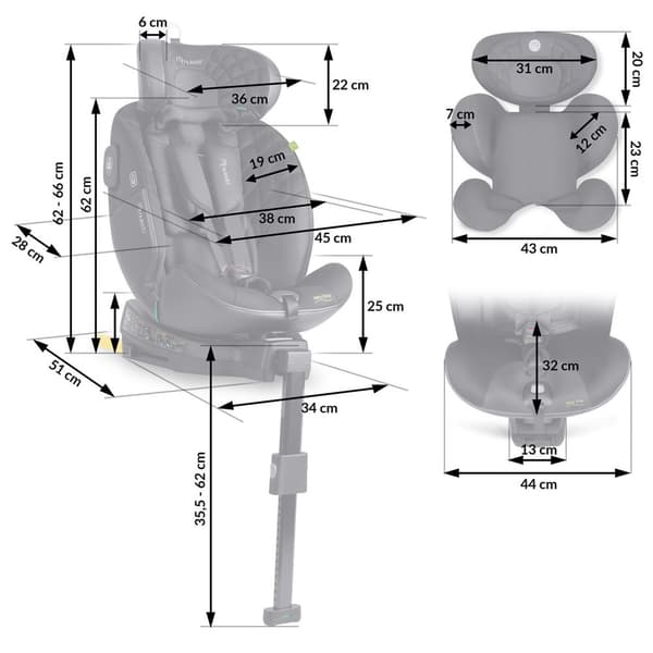 Nukido Aero Line Bilbarnstol Svart 0-36kg ISOFIX