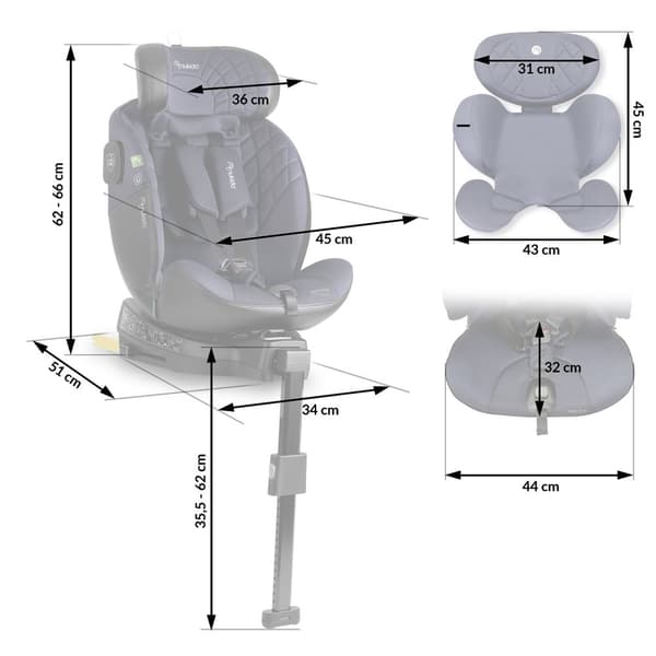 Nukido Aero Line Bilbarnstol Svart/Marinblå 0-36kg ISOFIX