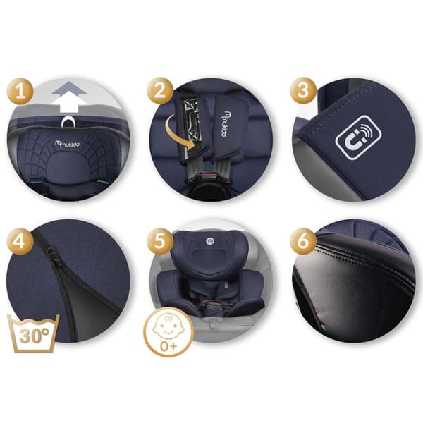 Nukido Aero Line Bilbarnstol Svart/Marinblå 0-36kg ISOFIX