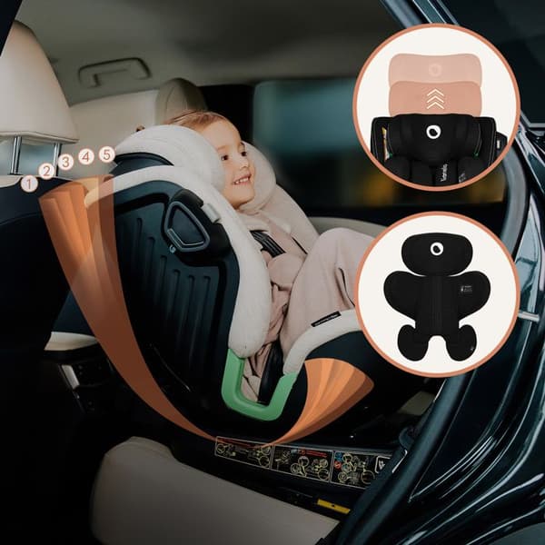 Bilstol evolutiv 40-150cm LIONELO Harmony iSize - Svängbar 360° - ISOFIX - 60% bambu - Grupp 0+/1/2/3 - Tegelröd