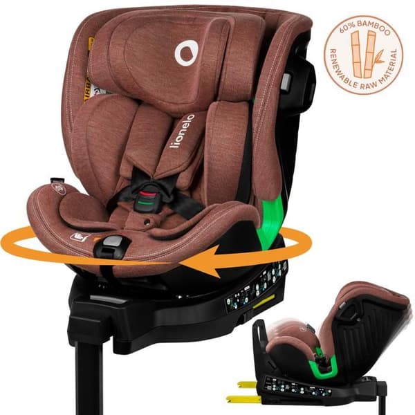 Bilstol evolutiv 40-150cm LIONELO Harmony iSize - Svängbar 360° - ISOFIX - 60% bambu - Grupp 0+/1/2/3 - Tegelröd
