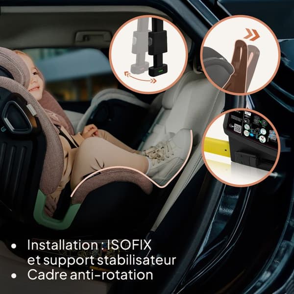 Evolutionsbarnstol 40-150cm LIONELO Harmony iSize - 360° roterande - ISOFIX - 60% bambu - Grupp 0+/1/2/3 - Mörkgrå