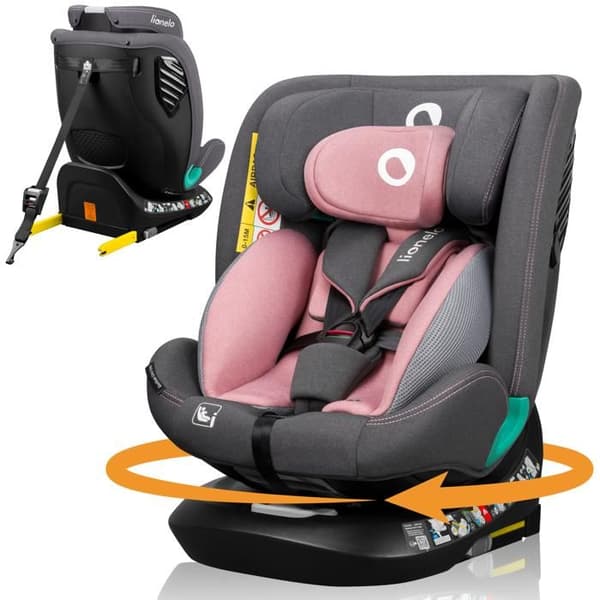 Evolutiv bilbarnstol LIONELO Bastiaan One i-Size - 360° svängbar bas - 40-150 cm - 0-36 kg - ISOFIX - Grupp 0+/1/2/3 - Rosa
