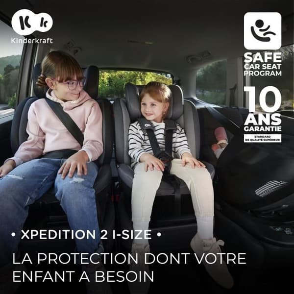 I-storlek 40-150 cm bilbarnstol - KINDERKRAFT XPEDITION2 - 360 vridbar stol - Integrerad bas med isofix - Tilt - Grå