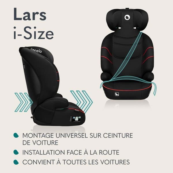 LIONELO Lars i-Size - Justerbar bilbarnstol - 100-150 cm - Grupp 2/3 - Höjdjusterbart nackstöd - Blå