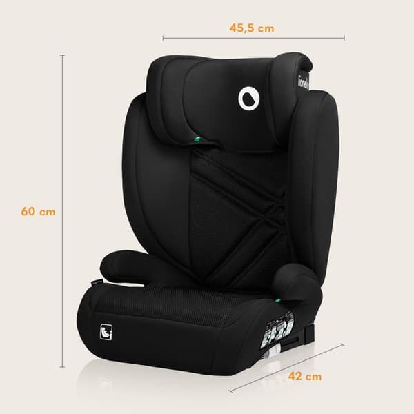 Bilstol för spädbarn LIONELO Hugo i-Size - ISOFIX - 100-150 cm - Grupp 2/3 - Höjdjusterbart nackstöd - Svart