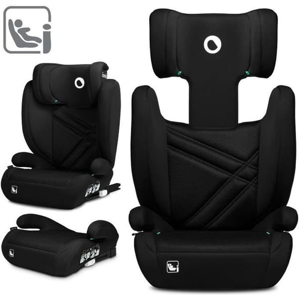 Bilstol för spädbarn LIONELO Hugo i-Size - ISOFIX - 100-150 cm - Grupp 2/3 - Höjdjusterbart nackstöd - Svart