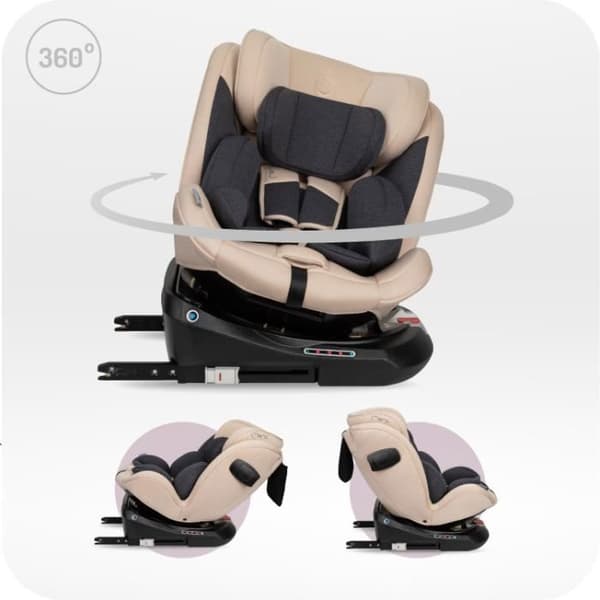 MoMi EMI Evolverande bilstol med 360° vridning - I-SIZE 0-36kg | 40-150cm | ISOFIX TOP TETHER - Beige
