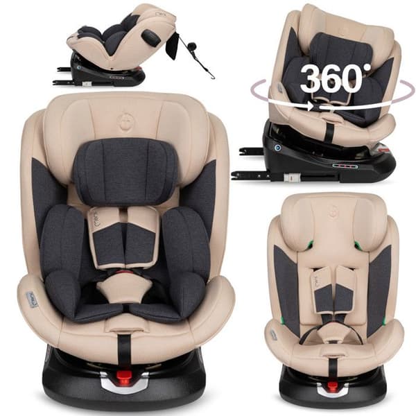 MoMi EMI Evolverande bilstol med 360° vridning - I-SIZE 0-36kg | 40-150cm | ISOFIX TOP TETHER - Beige