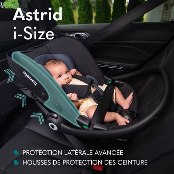 Bilbarnstol 40-87 cm LIONELO Astrid i-Size - Babyskydd - ADAC - Lätt - 0-13 kg - Grupp 0+ - Svart