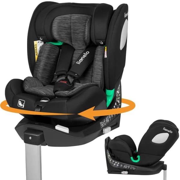 Bilbarnstol 360° LIONELO Braam iSize - ISOFIX - Svängbar bas 360° - 40-150 cm - Grupp 0/1/2/3 - Svart