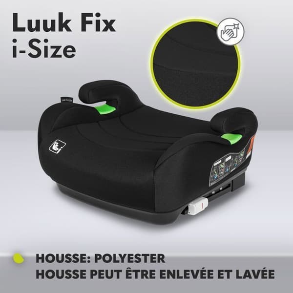 LIONELO Luuk Fix i-Size låg bältesstol - Svart - Grupp 2/3 (22-36 kg)