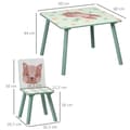 Miniatyrbillede 3 af 9: Børnebord med 2 Stole, ZONEKIZ, 60x60x44 cm, Grøn