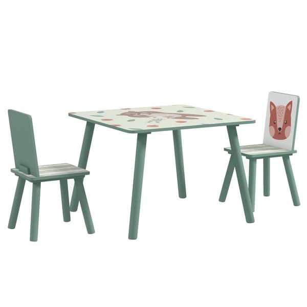 Børnebord med 2 Stole, ZONEKIZ, 60x60x44 cm, Grøn