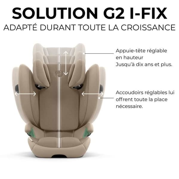 Cybex Gold SOLUTION G2 I-FIX -turvaistuin 3–12 vuotta - Ryhmä 2/3 - 100–150 cm Sumunharmaa | vaaleanharmaa