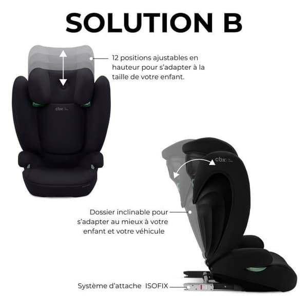 CBX by CYBEX SOLUTION B I-FIX bilbarnstol 3 till 12 år - Grupp 2/3 - 100 till 150 cm Svart | svart