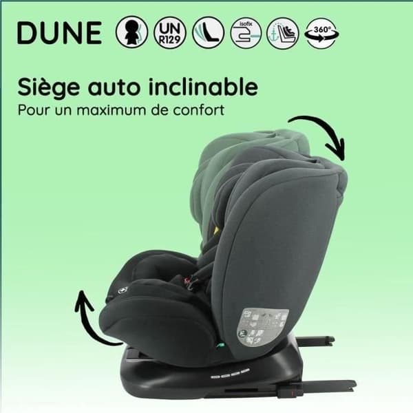 Isofix-bilbarnstol NANIA DUNE 40-150 cm R129 – 0 till 10 år – Bakåtvänd 40-105 cm – Justerbart nackstöd – Lutningsbar – Roterbar